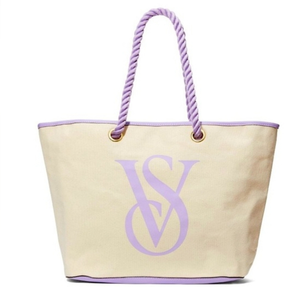 Victoria's Secret Beige and Lavender Tote